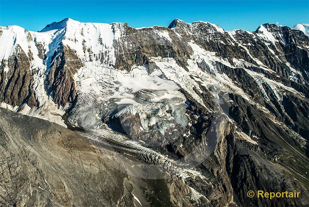 Foto: Sterbender Gletscher - der Stufesteigletscher - im Jungfraugebiet.. (Luftaufnahme von Niklaus Wächter)