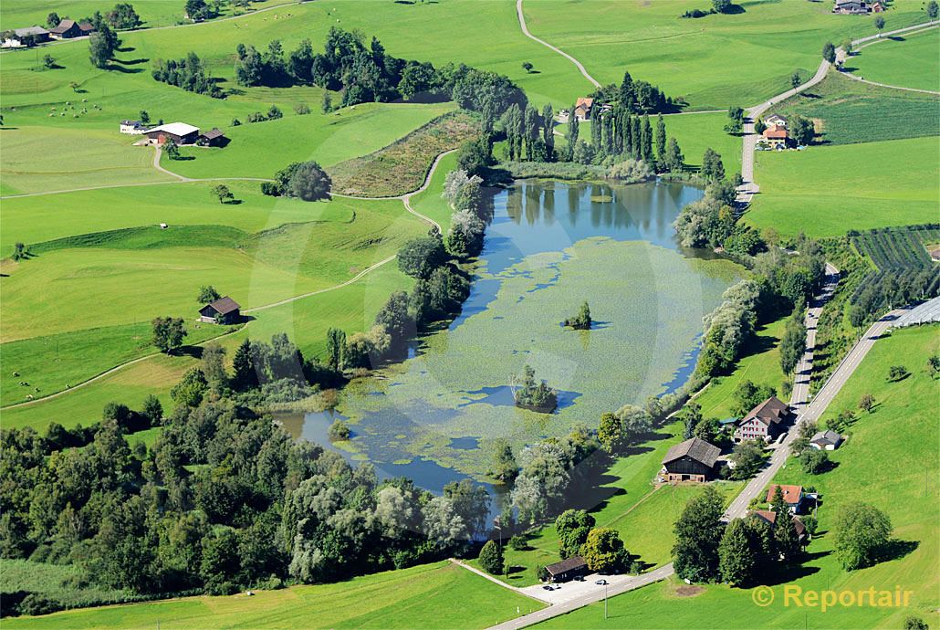 Foto: Der Bettenauerweiher ist ein ursprünglicher Moorweiher bei Oberuzwil SG. (Luftaufnahme von Niklaus Wächter)