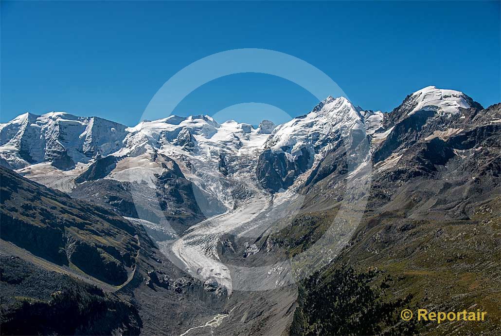 Foto: Der Morteratschgletscher in der Berninaregion (GR).. (Luftaufnahme von Niklaus Wächter)