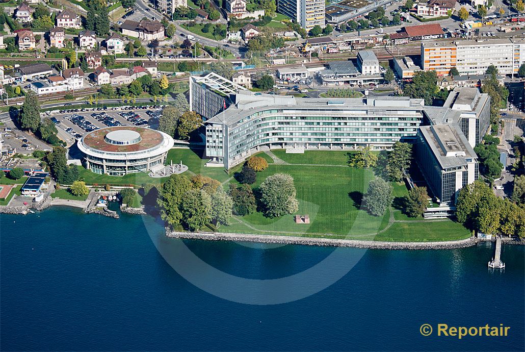 Foto: Der Hauptsitz von Nestle in Vevey (VD). (Luftaufnahme von Niklaus Wächter)