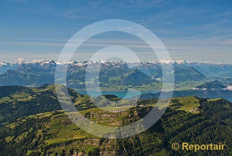 Foto: Die Rigi - Königin der Berge - vor der Alpenkette. (Luftaufnahme von Niklaus Wächter)