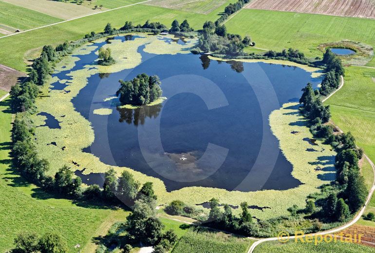 Foto: Mitten durch den Inkwilersee verläuft die Grenze zwischen den Kantonen Solothurn und Bern. (Luftaufnahme von Niklaus Wächter)