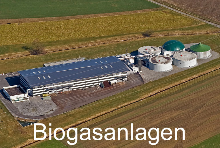 Foto: BIOGASANLAGEN. (Luftaufnahme von Niklaus Wächter)