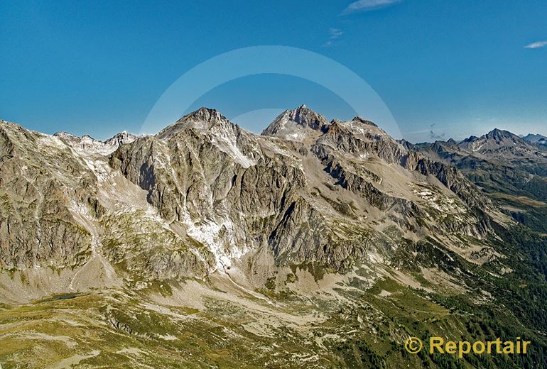 Foto: Das Piz Rotondo-Massiv von der Südseite her gesehen. (Luftaufnahme von Niklaus Wächter)