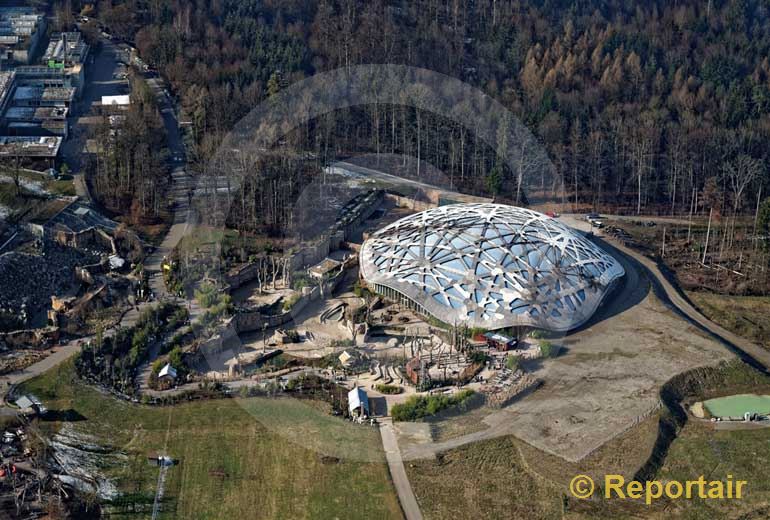 Foto: Der Zoo Zürich ist einer der führenden in Europa für die Zucht von Asiatischen Elefanten. (Luftaufnahme von Niklaus Wächter)