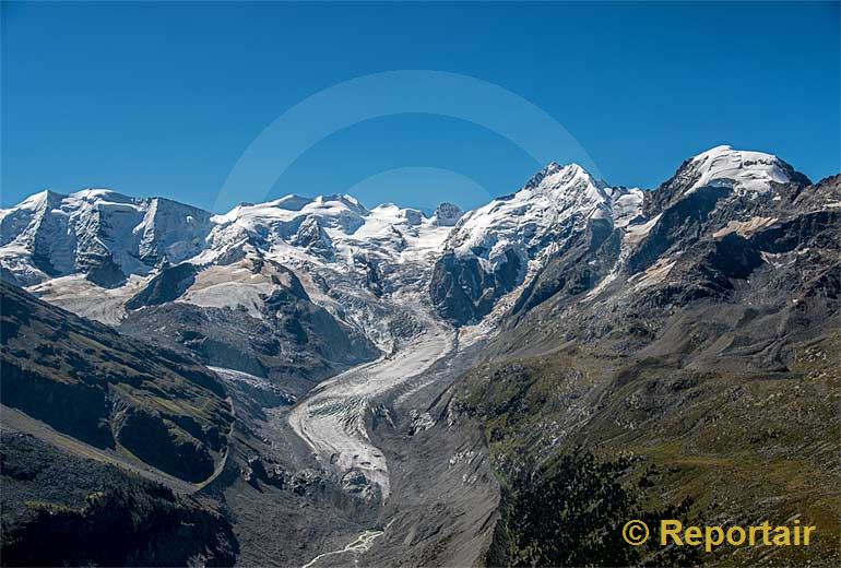 Foto: Der Morteratschgletscher in der Berninaregion (GR).. (Luftaufnahme von Niklaus Wächter)