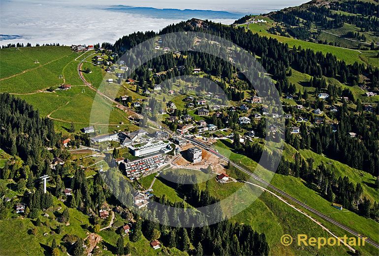 Foto: Auf Rigi-Kaltbad wird ein neues Stationsgebäude gebaut. (Luftaufnahme von Niklaus Wächter)