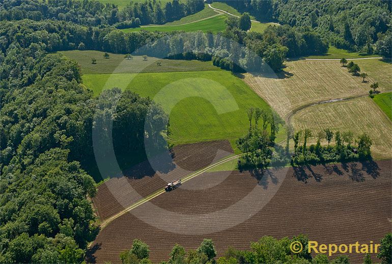 Foto: Feld-, Wiesen-und Waldlandschaft bei Duggingen (BL). .. (Luftaufnahme von Niklaus Wächter)