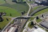 Luftaufnahme EISENBAHN/Kreisel ueber Weiche in Romont FR - Foto Romont 7079