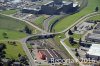 Luftaufnahme EISENBAHN/Kreisel ueber Weiche in Romont FR - Foto Romont 7108