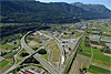 Foto 15: Der Ceneri-Basistunnel im Bau. Südlich von Giubiasco TI geht die neue Linie links weg.